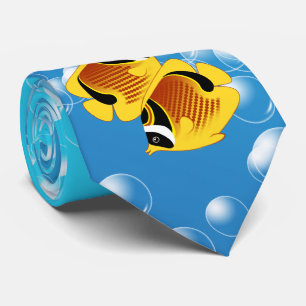 Racoon Butterflyfish in Bubbly Water Tie