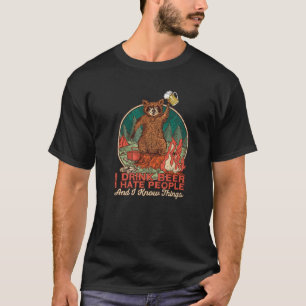 Racoon Camping I Hate People And I Know Things I T-Shirt