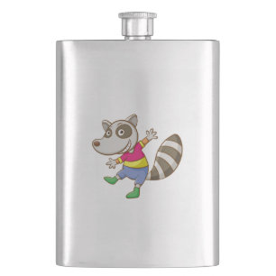 Racoon cartoon hip flask