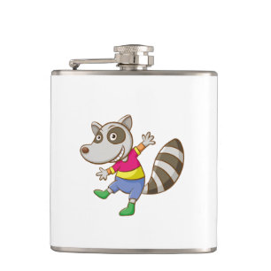 Racoon cartoon hip flask