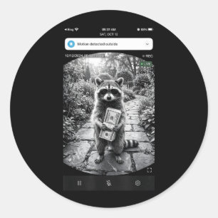 Racoon Cash Door Camera Meme Design Classic Round Sticker