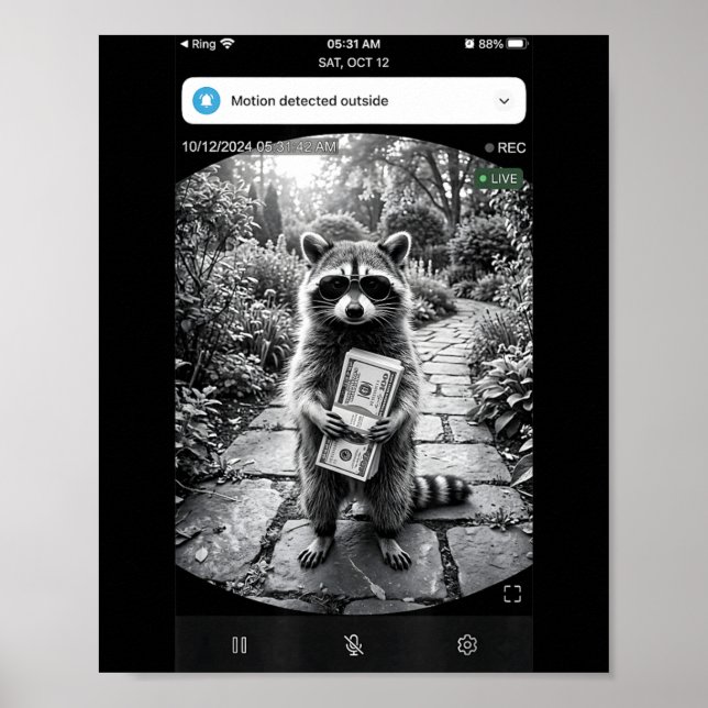 Racoon Cash Door Camera Meme Design Poster (Front)