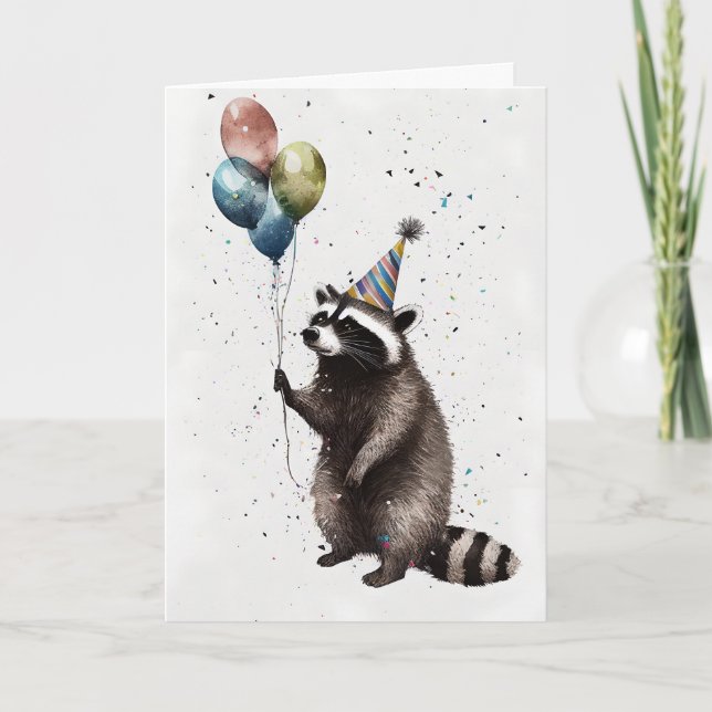 Racoon Celebration Greeting Card (Front)