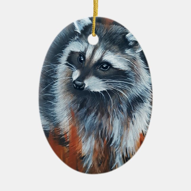 Racoon Ceramic Tree Decoration (Front)