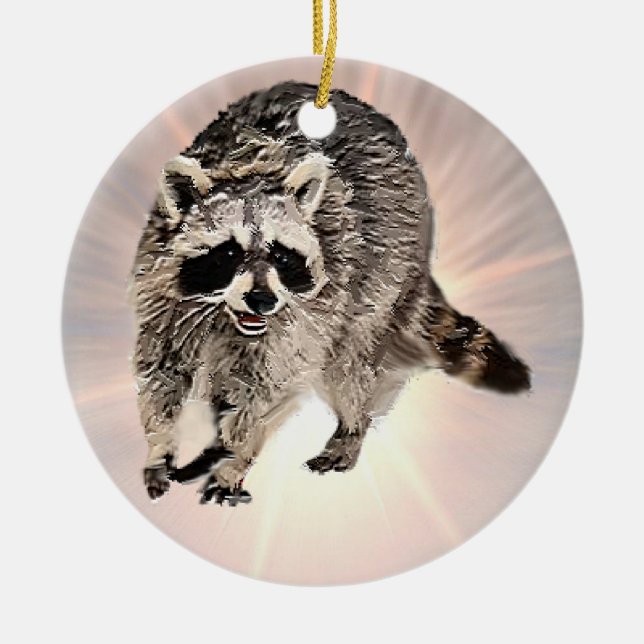 Racoon Ceramic Tree Decoration (Front)