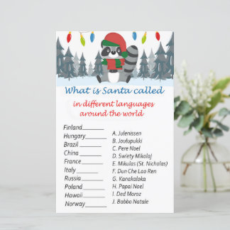 Racoon christmas around the world game