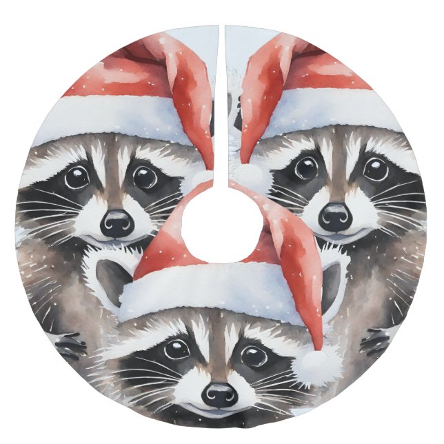 Racoon Christmas Brushed Polyester Tree Skirt (Front)