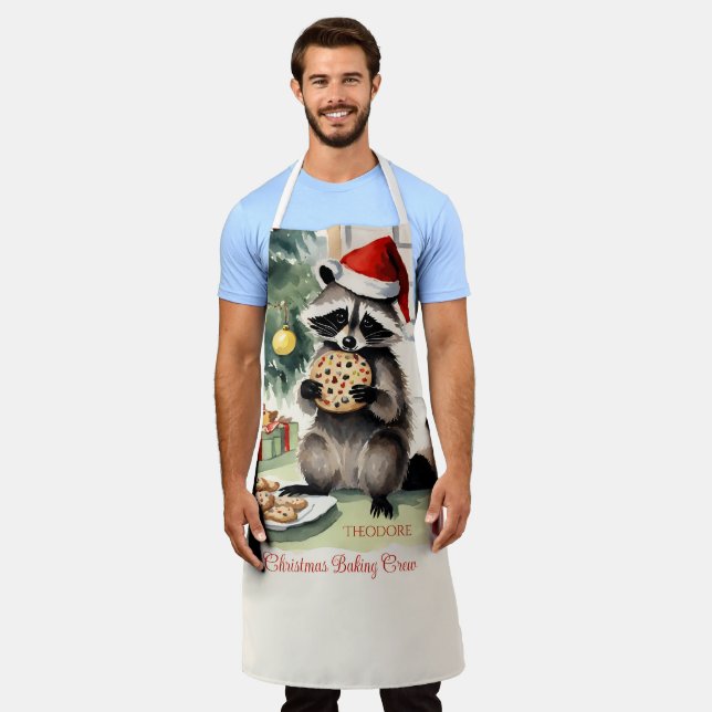 Racoon Christmas Cookie Baking Crew Apron (Worn)