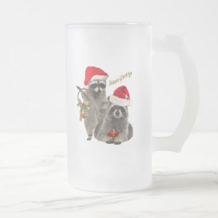 Racoon Christmas gifts Frosted Glass Beer Mug