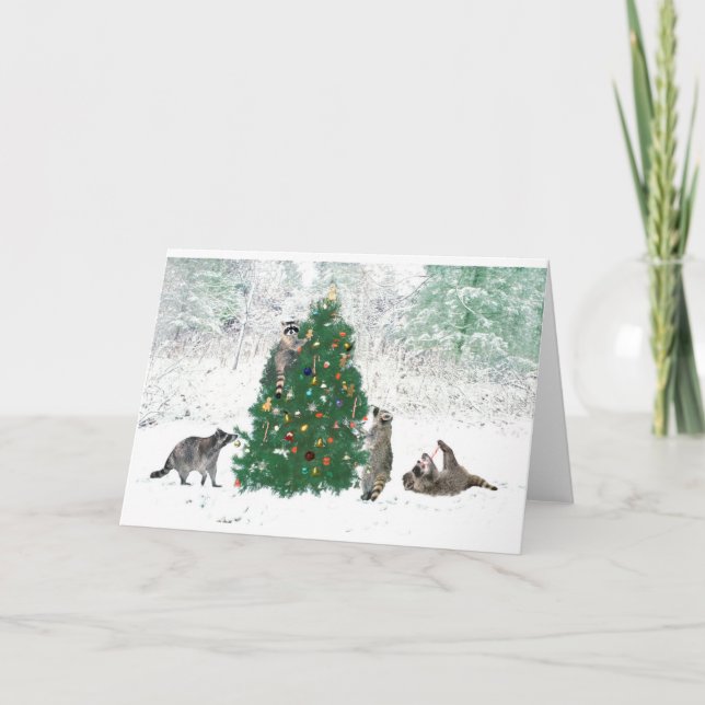 Racoon Christmas Holiday Card (Front)
