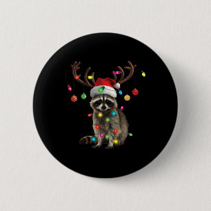 Racoon Christmas Lights Funny Xmas Party Family M 6 Cm Round Badge