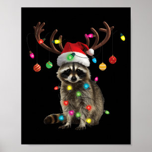 Racoon Christmas Lights Funny Xmas Party Family M Poster