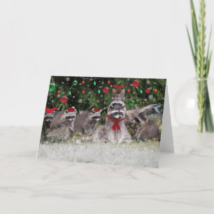 Racoon Christmas party Holiday Card