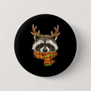 Racoon Christmas Shirt Xmas Reindeer Trash Panda 6 Cm Round Badge