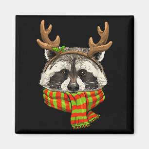 Racoon Christmas Shirt Xmas Reindeer Trash Panda Magnet