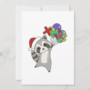 Racoon Christmas Snow Winter Raccoons Adult Cloth Holiday Card