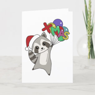Racoon Christmas Snow Winter Raccoons Adult Cloth Holiday Card
