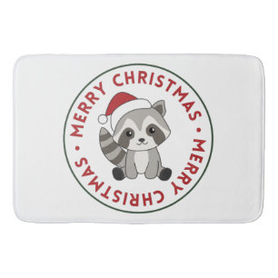 Racoon Christmas Snow Winter Raccoons Bath Mat