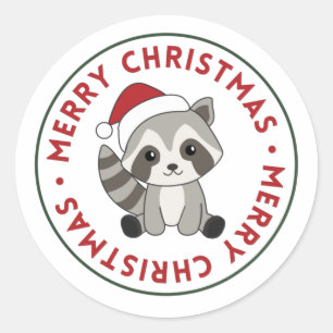 Racoon Christmas Snow Winter Raccoons Classic Rou Classic Round Sticker
