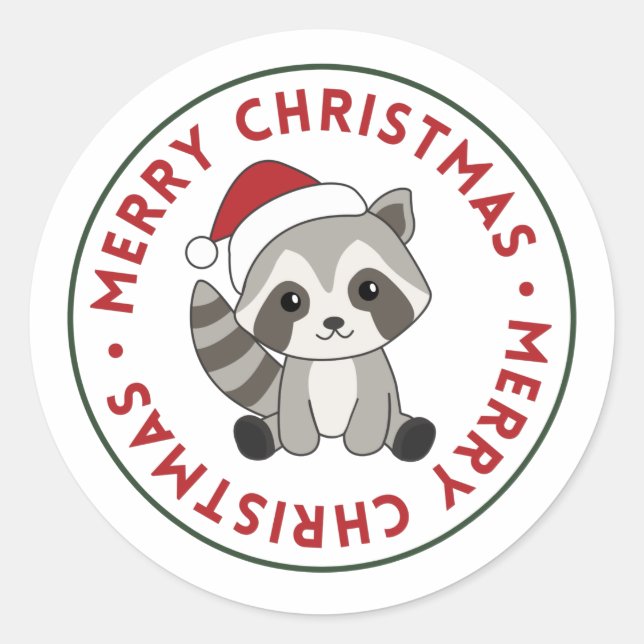 Racoon Christmas Snow Winter Raccoons Classic Rou Classic Round Sticker (Front)