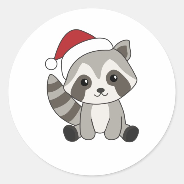 Racoon Christmas Snow Winter Raccoons Classic Round Sticker (Front)