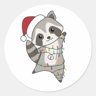 Racoon Christmas Snow Winter Raccoons Classic Round Sticker