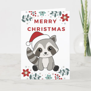 Racoon Christmas Snow Winter Raccoons Holiday Car Card