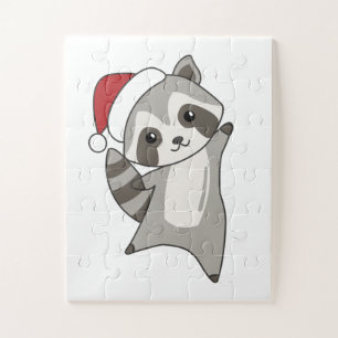 Racoon Christmas Snow Winter Raccoons Jigsaw Puzzle