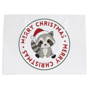 Racoon Christmas Snow Winter Raccoons Large Gift Bag