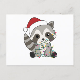 Racoon Christmas Snow Winter Raccoons Postcard