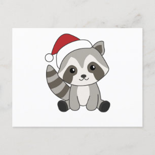 Racoon Christmas Snow Winter Raccoons Postcard