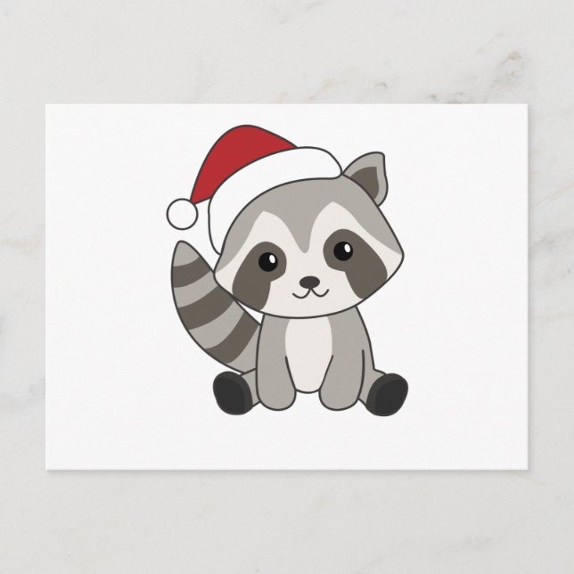Racoon Christmas Snow Winter Raccoons Postcard (Front)