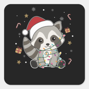 Racoon Christmas Snow Winter Raccoons Square Sticker