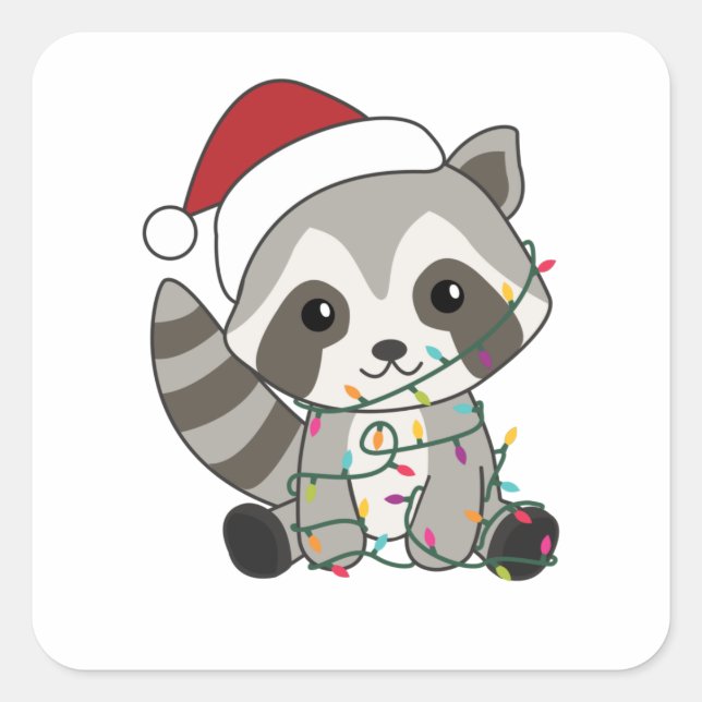 Racoon Christmas Snow Winter Raccoons Square Sticker (Front)