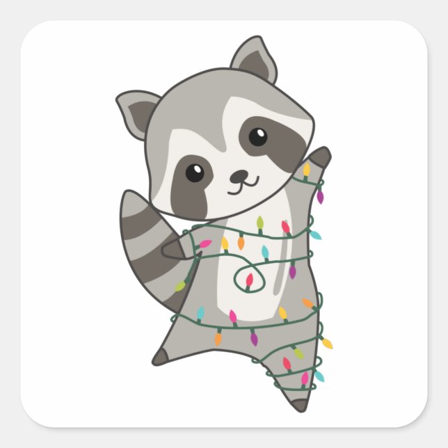 Racoon Christmas Snow Winter Raccoons Square Sticker (Front)