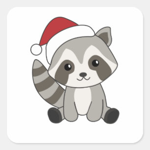 Racoon Christmas Snow Winter Raccoons Square Sticker