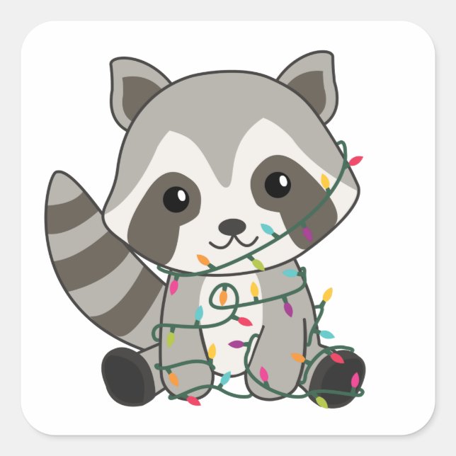 Racoon Christmas Snow Winter Raccoons Square Sticker (Front)