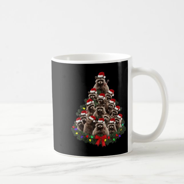 Racoon Christmas Tree Lights Pajama Racoon Lover  Coffee Mug (Right)