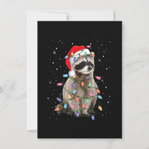 Racoon Christmas Tree Lights Pajama Santa Racoon  Invitation