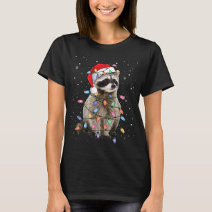 Racoon Christmas Tree Lights Pajama Santa Racoon T-Shirt