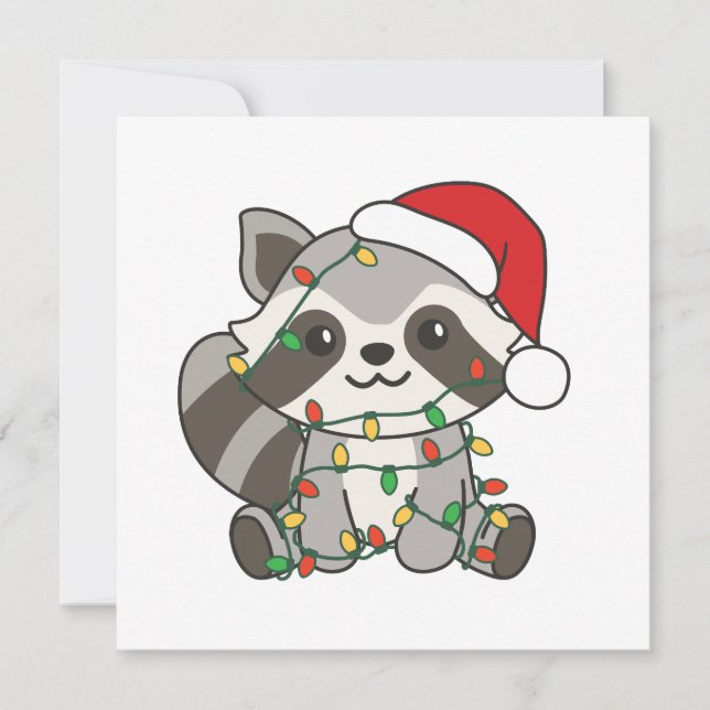 Racoon Christmas Winter Animals Raccoons Holiday Card (Front)