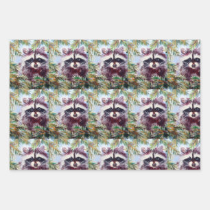 Racoon Christmas Wrapping paper from Original Art