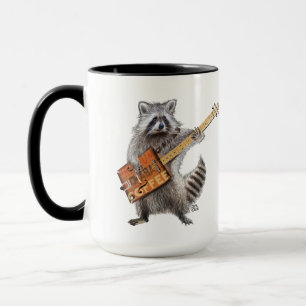 Racoon Coffee Guitar Art Mug