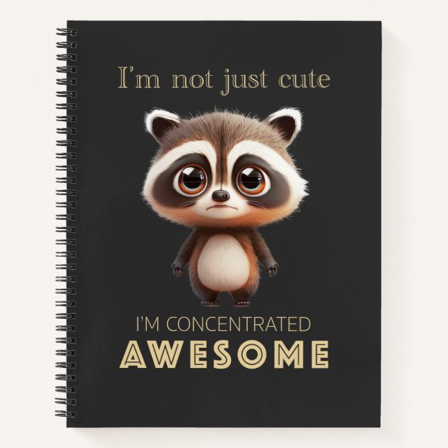 Racoon Concentrated Awesome Cute Adorable Funny  Notebook (Front)