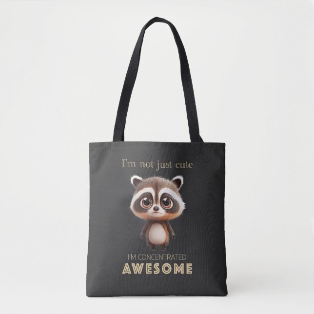 Racoon Concentrated Awesome Cute Adorable Funny  Tote Bag (Front)