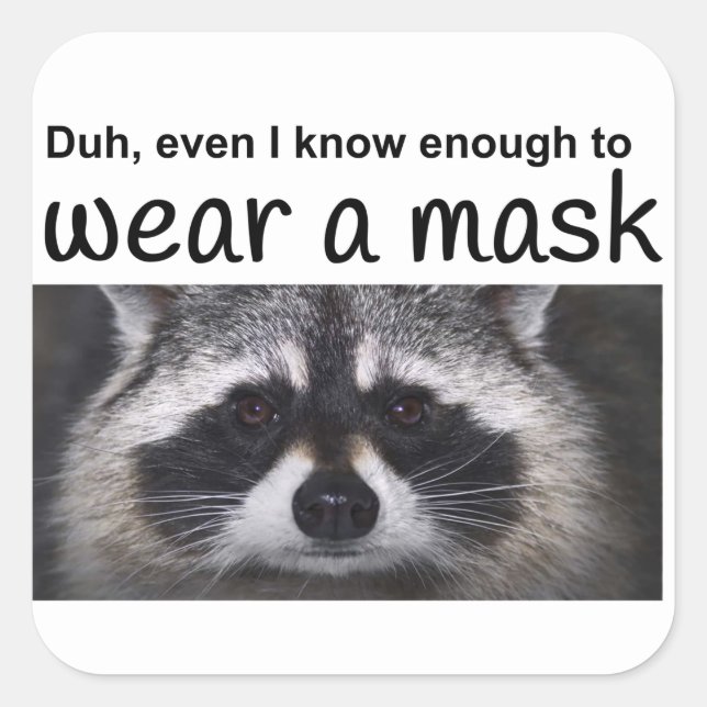 Racoon Coroma Covid 19 Mouth Mask by Funntcomb Square Sticker (Front)