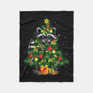 Racoon Cosplay Xmas Tree Matching Animal Lover Ki Fleece Blanket