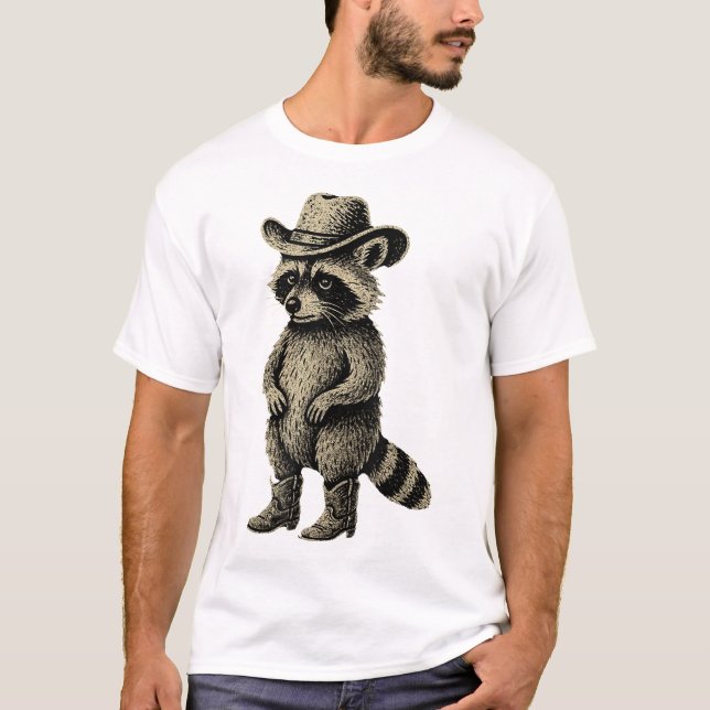 Racoon Cowboy Cowgirl Racoon  T-Shirt (Front)