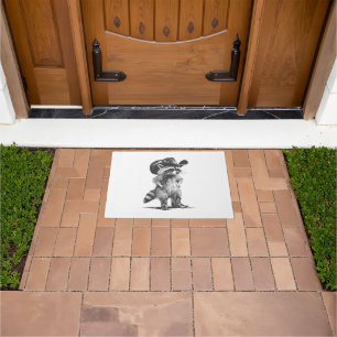 Racoon Cowboy Funny Racoon Graphic Meme Men Women Doormat