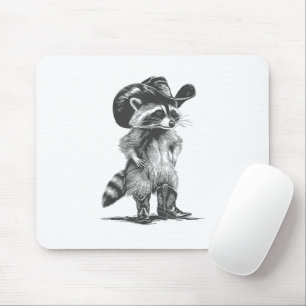 Racoon Cowboy Funny Racoon Graphic Meme Men Women Mouse Mat